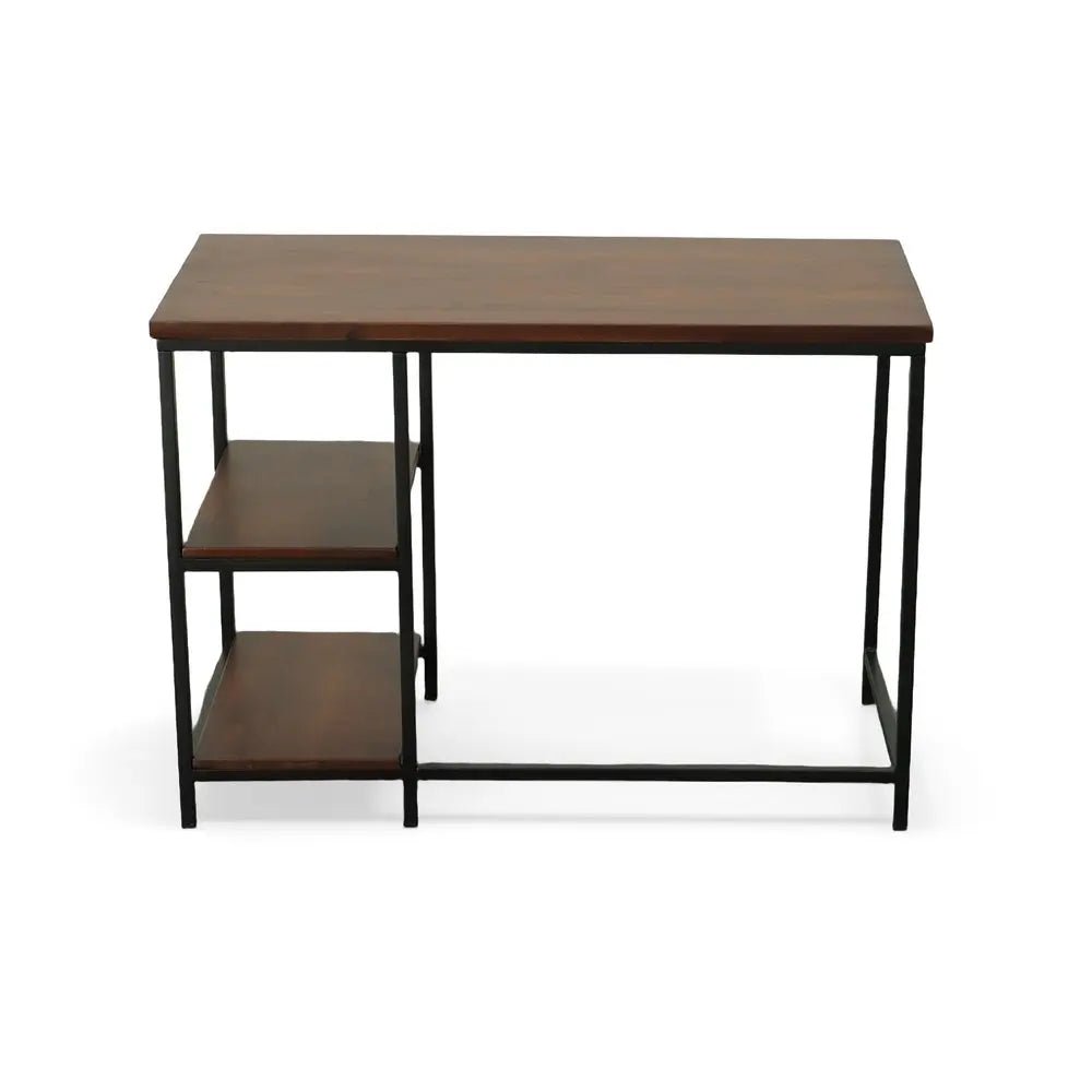 42" Chestnut and Black Solid Wood and Metal Computer Desk - NOBLE HOME INTERIORS