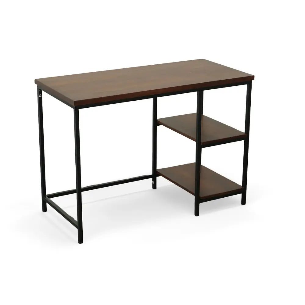 42" Chestnut and Black Solid Wood and Metal Computer Desk - NOBLE HOME INTERIORS