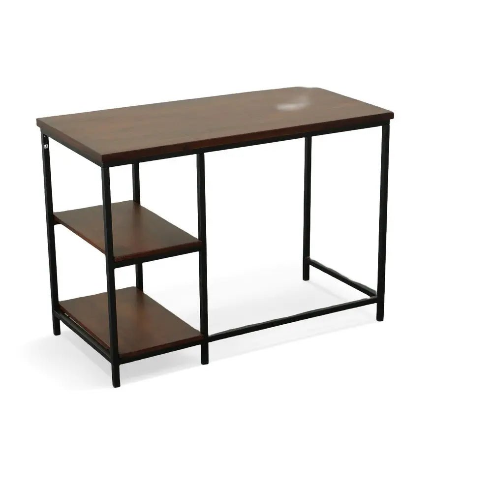 42" Chestnut and Black Solid Wood and Metal Computer Desk - NOBLE HOME INTERIORS
