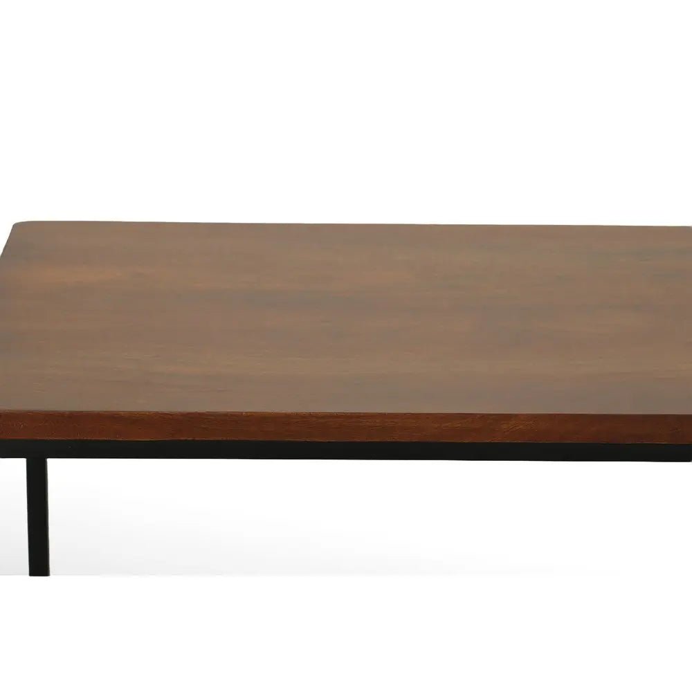 42" Chestnut and Black Solid Wood and Metal Computer Desk - NOBLE HOME INTERIORS