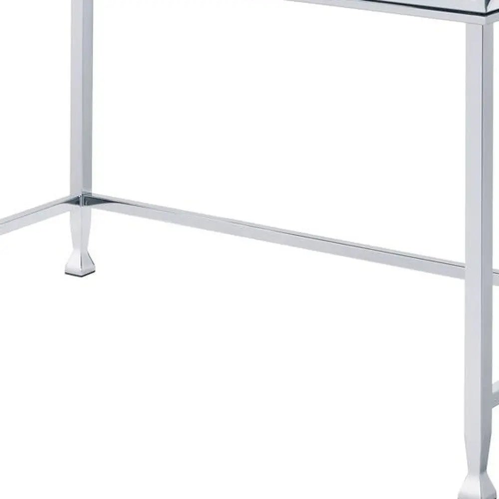42" Clear and Silver Mirrored Writing Desk - NOBLE HOME INTERIORS