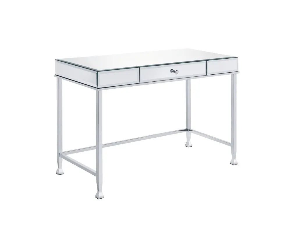 42" Clear and Silver Mirrored Writing Desk - NOBLE HOME INTERIORS