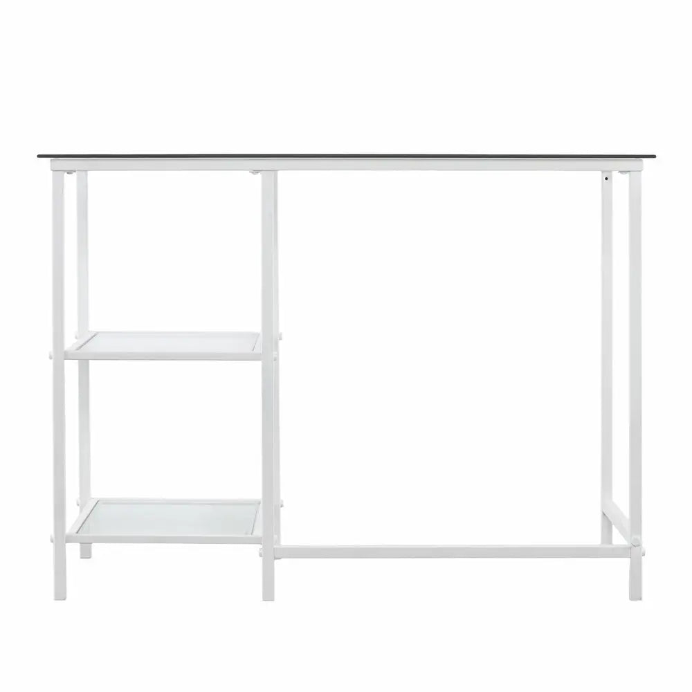 42" Clear and White Glass Writing Desk - NOBLE HOME INTERIORS