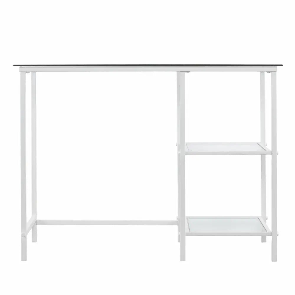 42" Clear and White Glass Writing Desk - NOBLE HOME INTERIORS