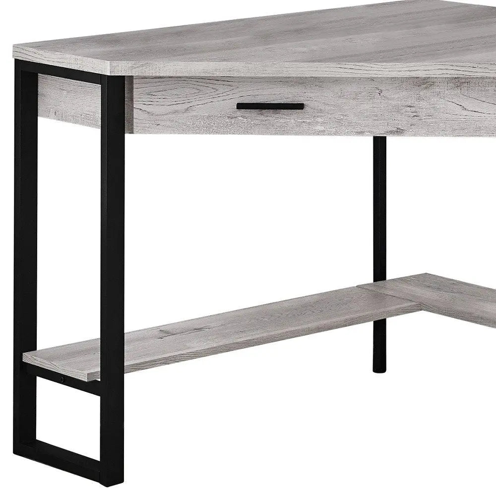 42" Gray and Black Corner Computer Desk - NOBLE HOME INTERIORS