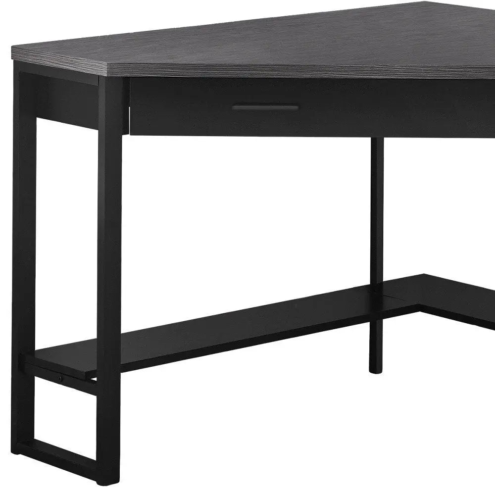 42" Gray and Black Corner Computer Desk - NOBLE HOME INTERIORS