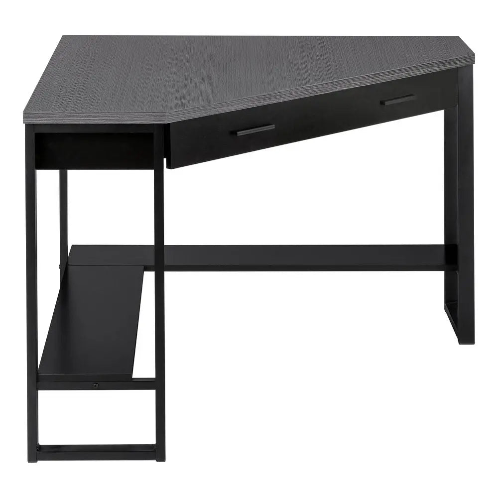 42" Gray and Black Corner Computer Desk - NOBLE HOME INTERIORS