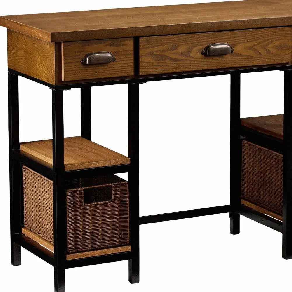 42" Gray And Black Writing Desk With Three Drawers - NOBLE HOME INTERIORS