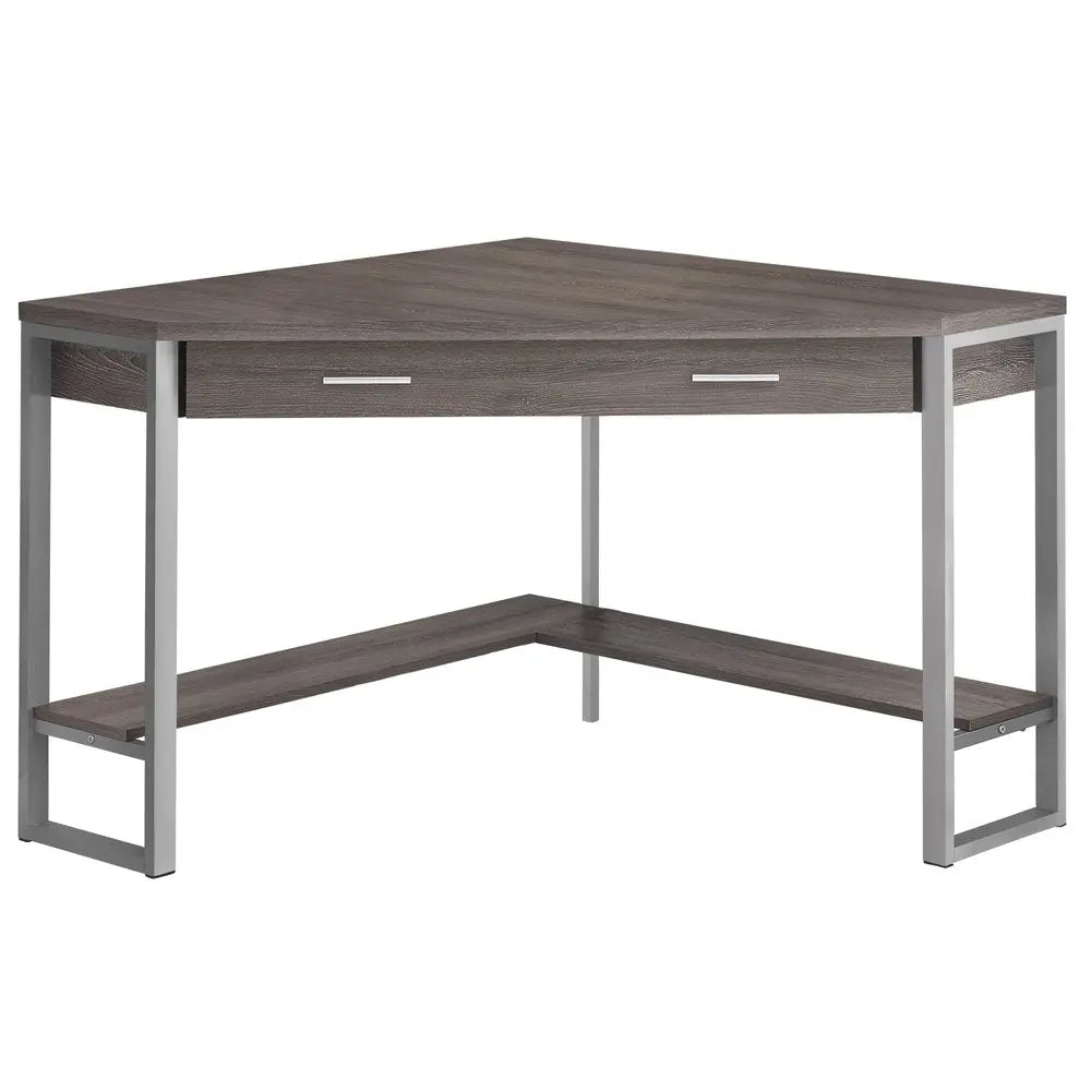 42" Taupe and Silver Corner Computer Desk - NOBLE HOME INTERIORS