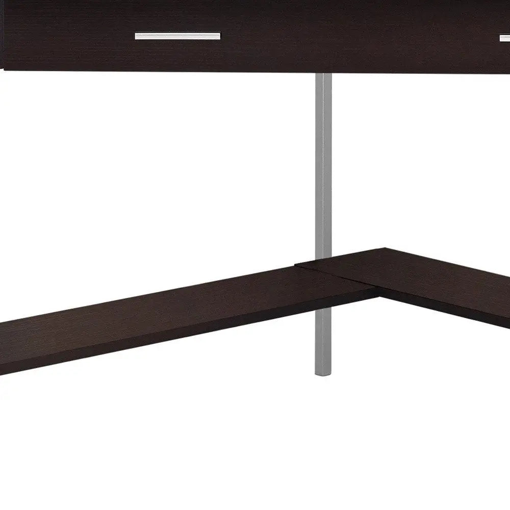 42" Taupe and Silver Corner Computer Desk - NOBLE HOME INTERIORS