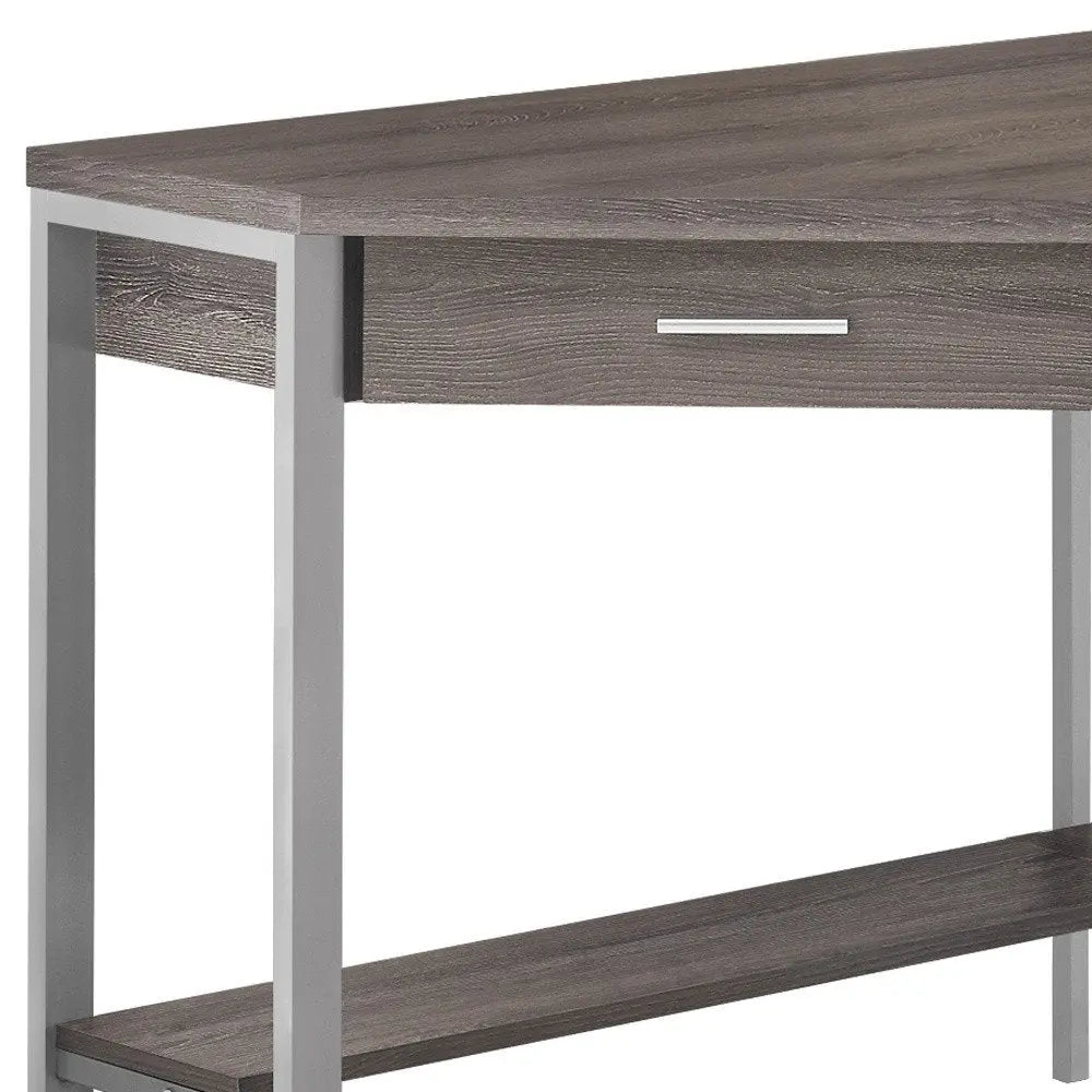 42" Taupe and Silver Corner Computer Desk - NOBLE HOME INTERIORS