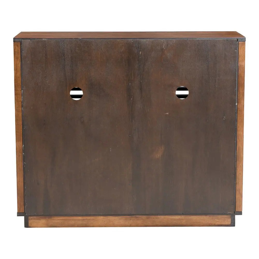 42" Walnut Wood Accent Cabinet With Three Shelves And Two Drawers - NOVA HOME FURNITURE