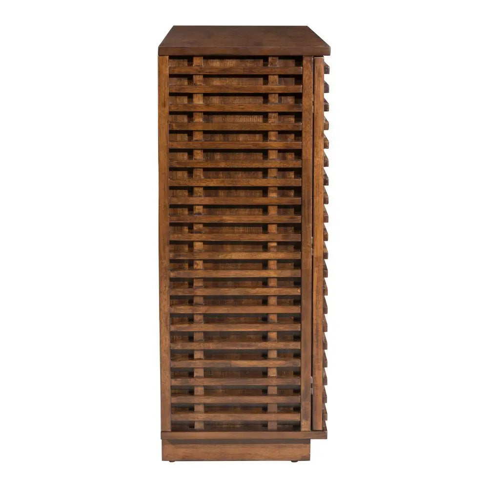 42" Walnut Wood Accent Cabinet With Three Shelves And Two Drawers - NOVA HOME FURNITURE