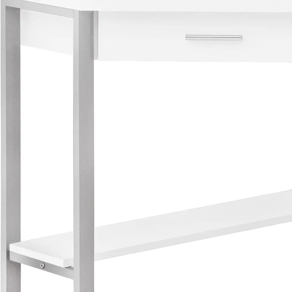 42" White and Silver Corner Computer Desk - NOBLE HOME INTERIORS