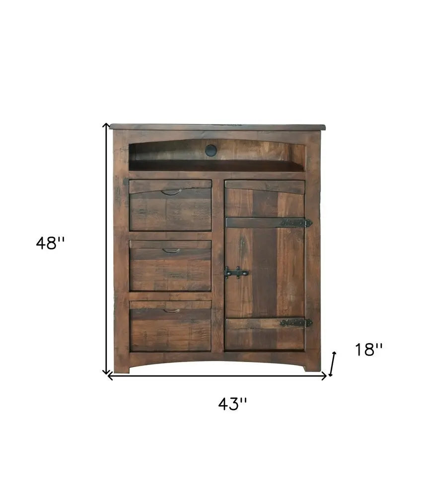43" Brown Solid Wood Three Drawer Gentlemans Chest - NOBLE HOME INTERIORS