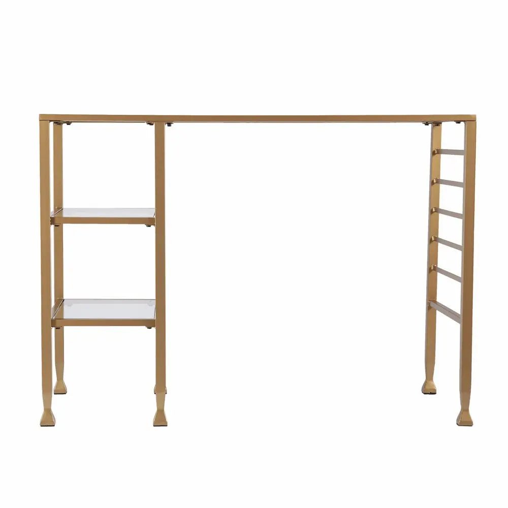 43" Clear and Gold Glass Writing Desk - NOBLE HOME INTERIORS