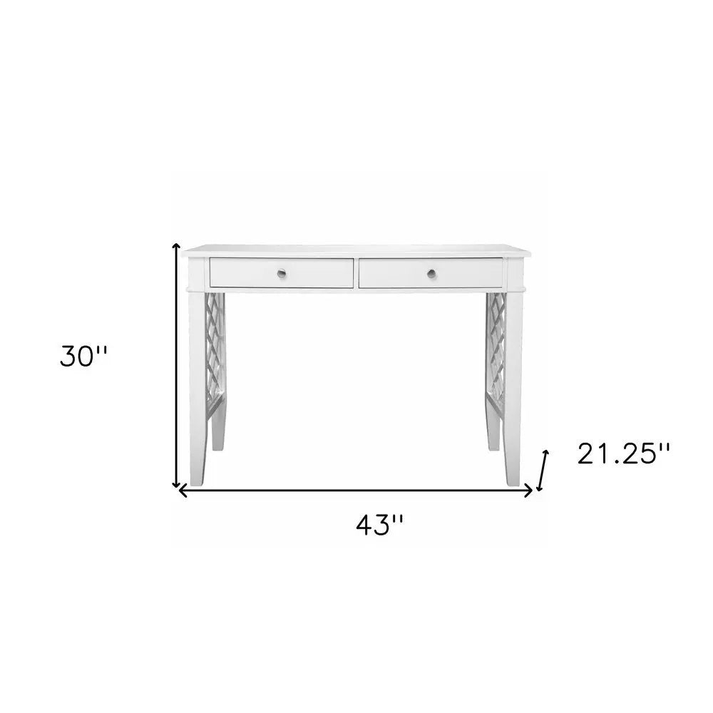 43" White Writing Desk With Two Drawers - NOBLE HOME INTERIORS