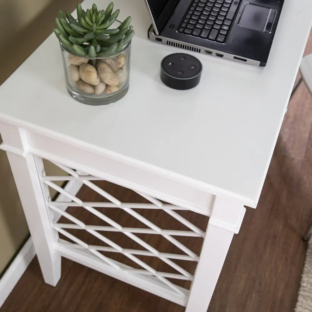 43" White Writing Desk With Two Drawers - NOBLE HOME INTERIORS