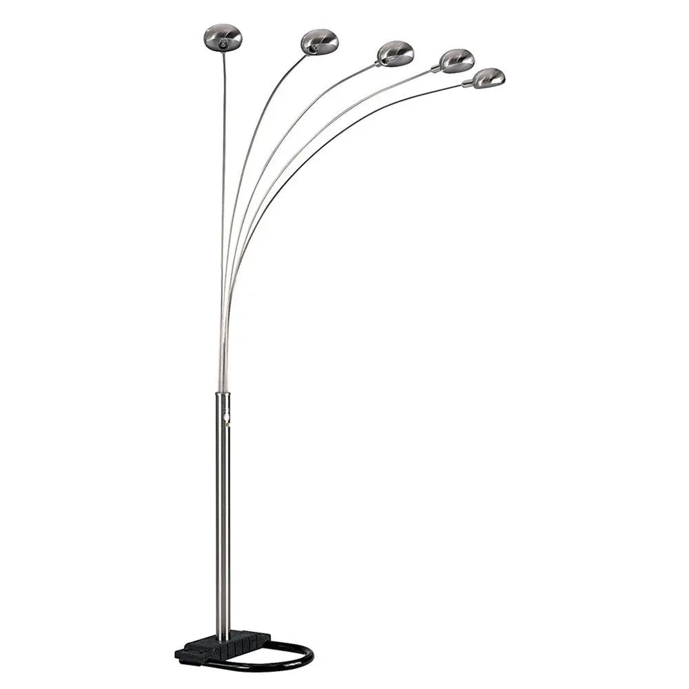 84" Nickel Five Lights Arc Floor Lamp With Nickel Dome Shade HomeRoots