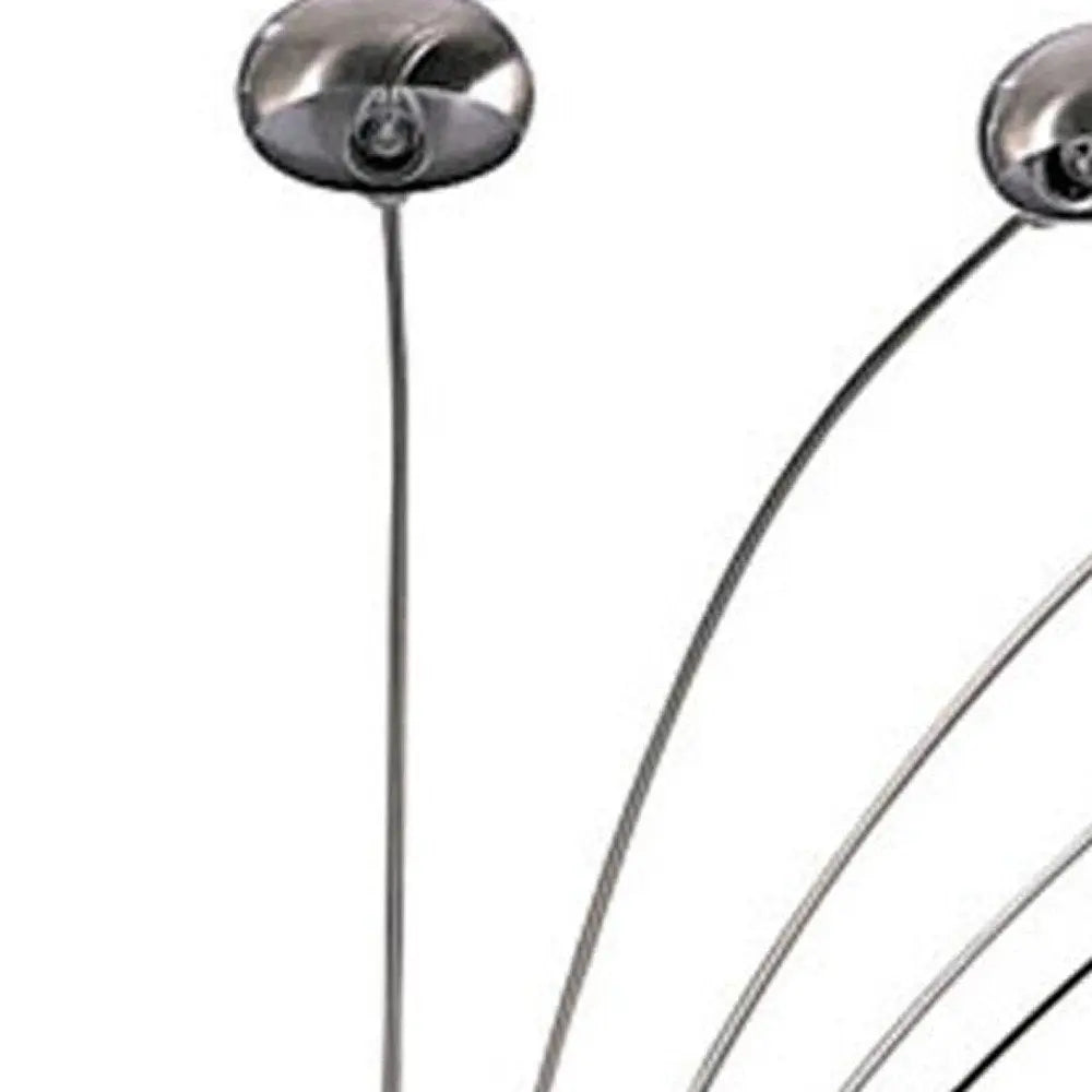 84" Nickel Five Lights Arc Floor Lamp With Nickel Dome Shade HomeRoots