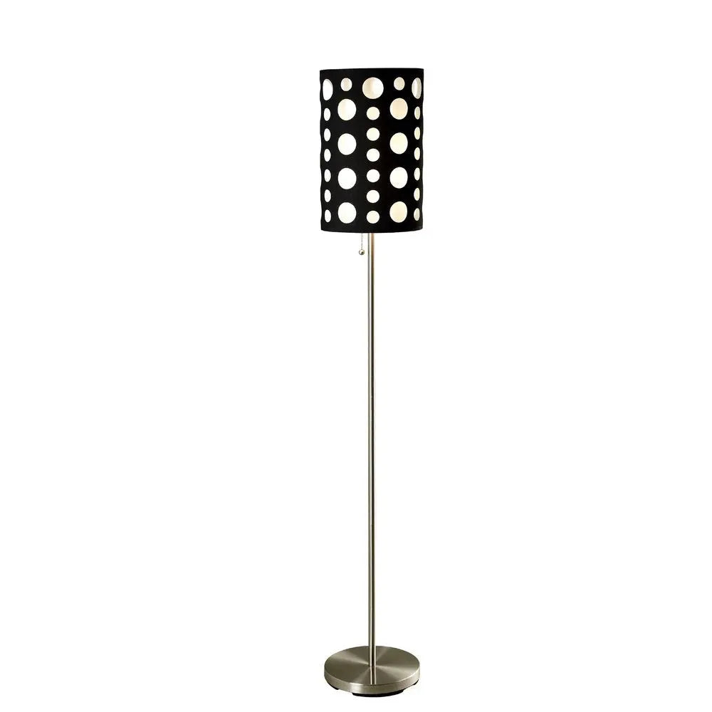 66" Steel Novelty Floor Lamp With Black And Red Drum Shade HomeRoots