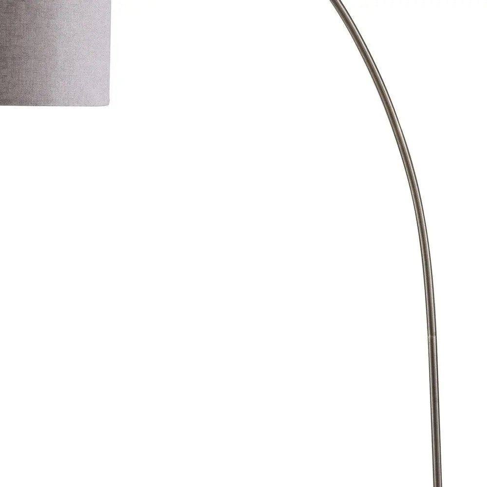 86" Beige And Antique Gold Arched Floor Lamp With Gray Drum Shade HomeRoots