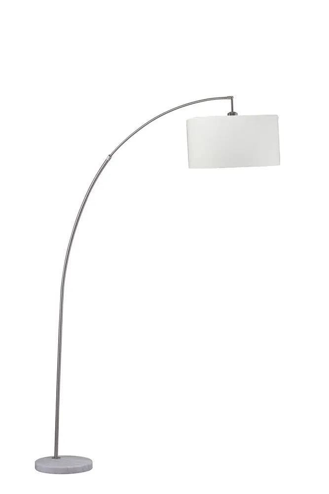 86" White And Silver Arc Floor Lamp With White Drum Shade HomeRoots