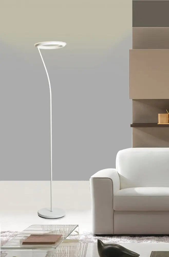 73" White LED Torchiere Floor Lamp With White HomeRoots