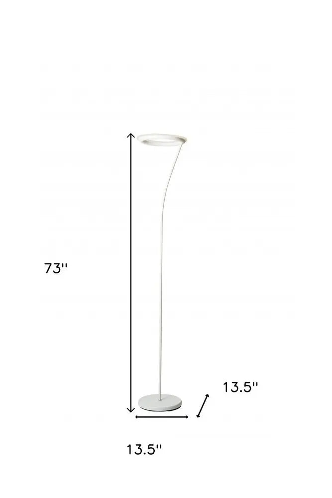 73" White LED Torchiere Floor Lamp With White HomeRoots
