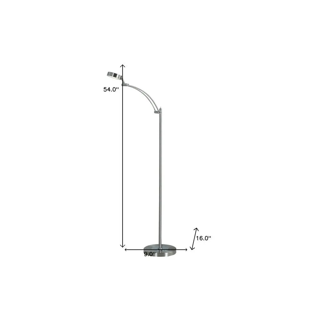 54" Silver Adjustable LED Task Floor Lamp With Silver HomeRoots