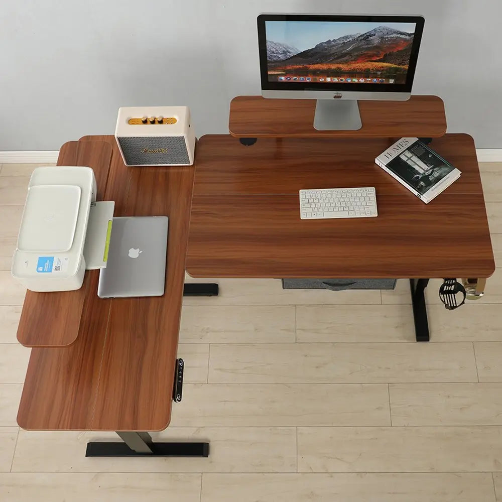 45" Adjustable Oak and White Standing Desk - NOBLE HOME INTERIORS