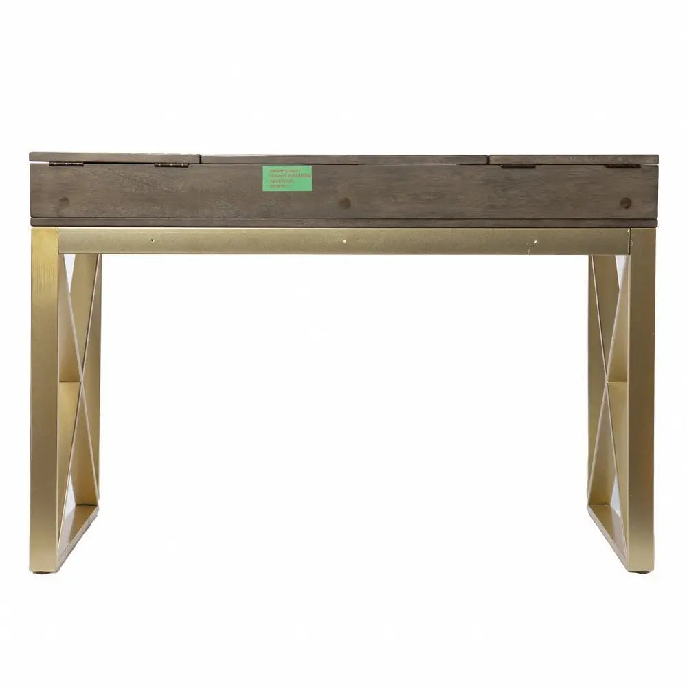 45" Gray and Gold Writing Desk With Two Drawers - NOBLE HOME INTERIORS