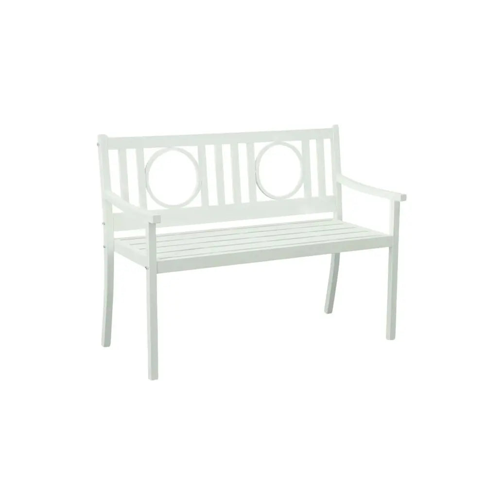 45" White Metal Garden Patio Bench - NOBLE HOME INTERIORS