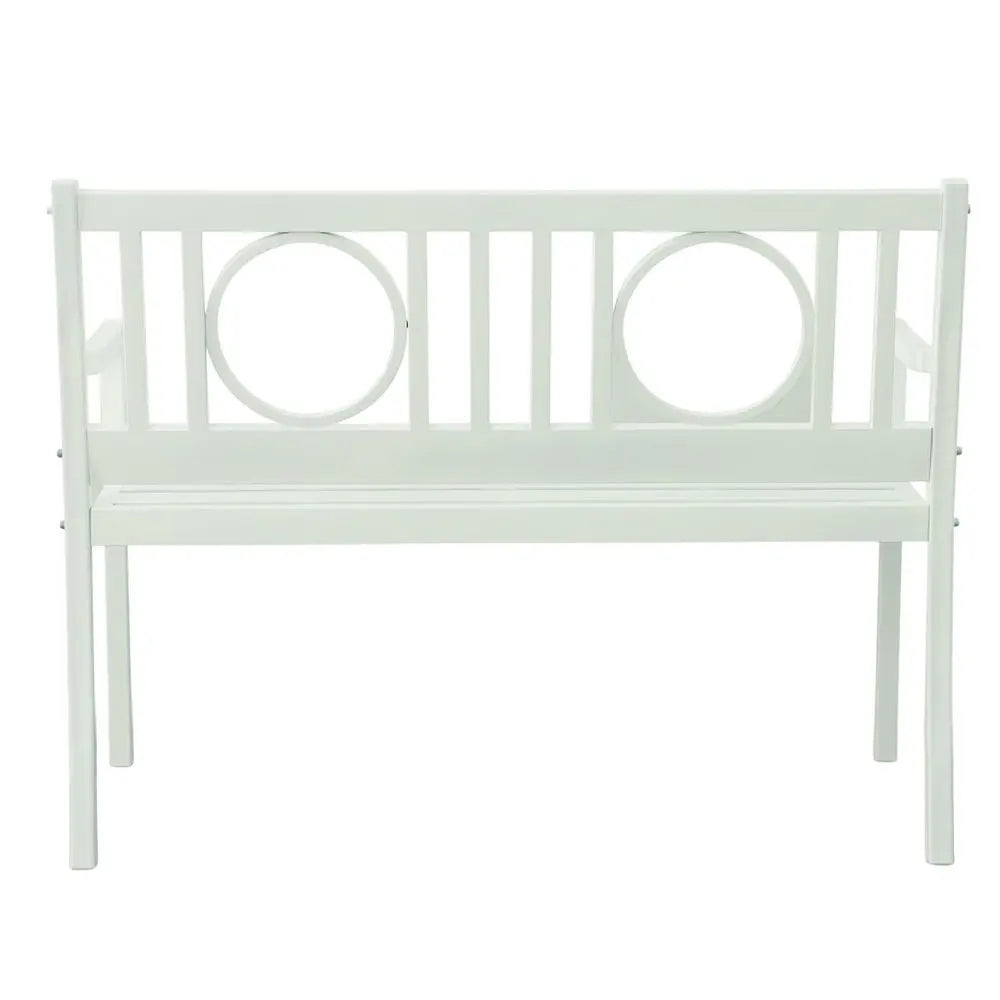 45" White Metal Garden Patio Bench - NOBLE HOME INTERIORS