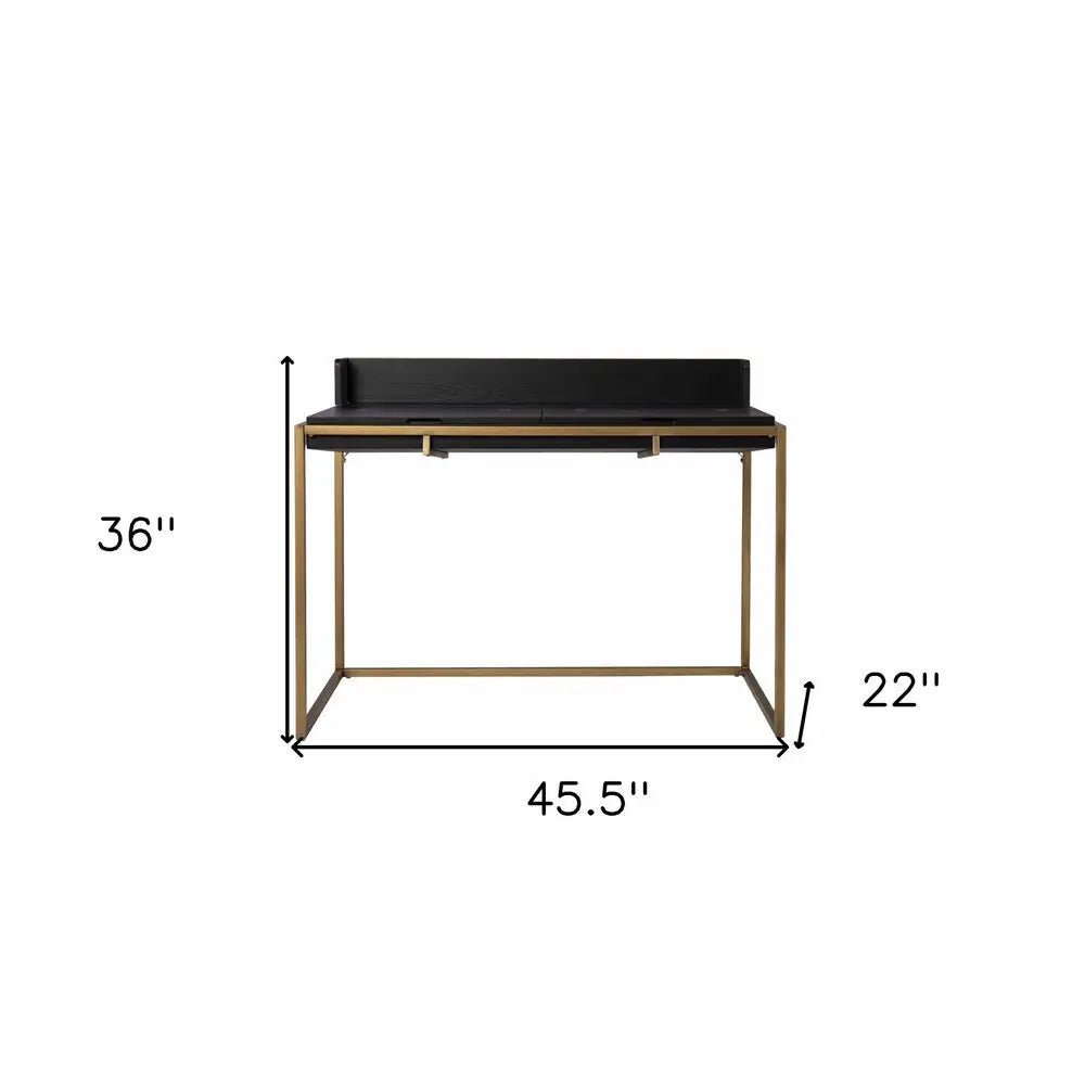 46" Black And Gold Writing Desk - NOBLE HOME INTERIORS