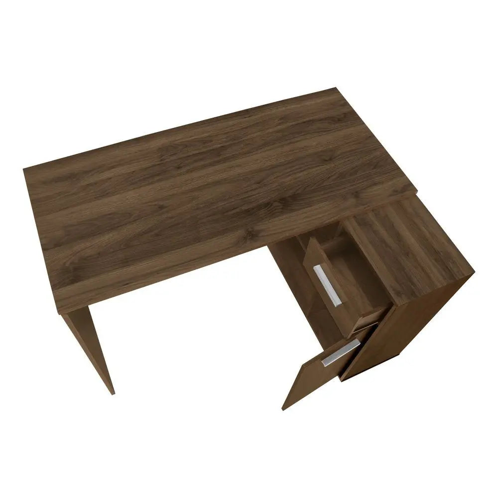46" Brown Wood L Shape Computer Desk - NOBLE HOME INTERIORS