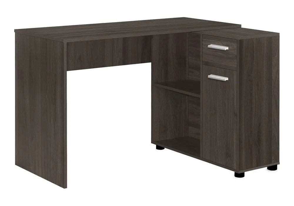 46" Brown Wood L Shape Computer Desk - NOBLE HOME INTERIORS