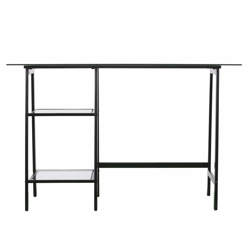 46" Clear and Black Glass Writing Desk - NOBLE HOME INTERIORS