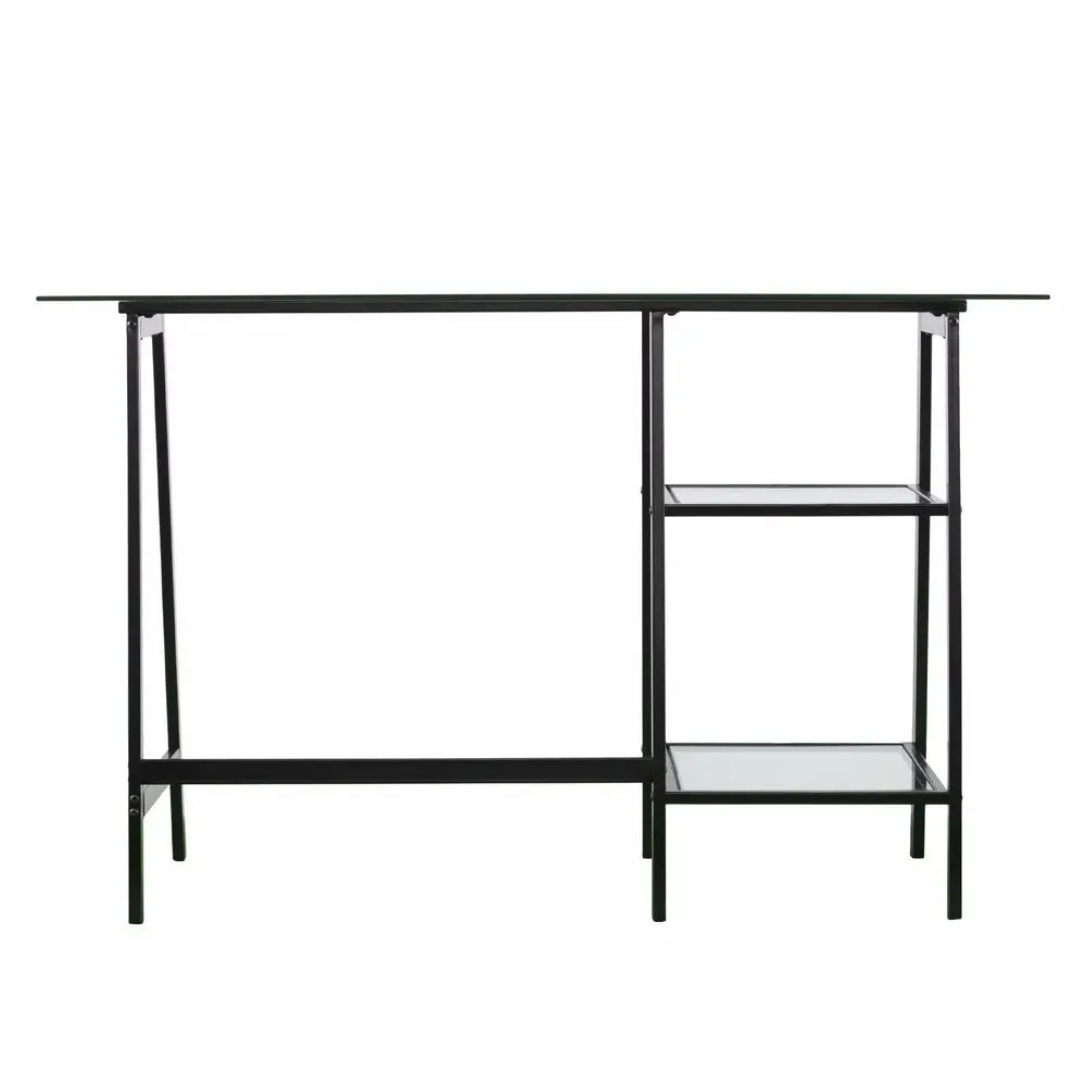 46" Clear and Black Glass Writing Desk - NOBLE HOME INTERIORS