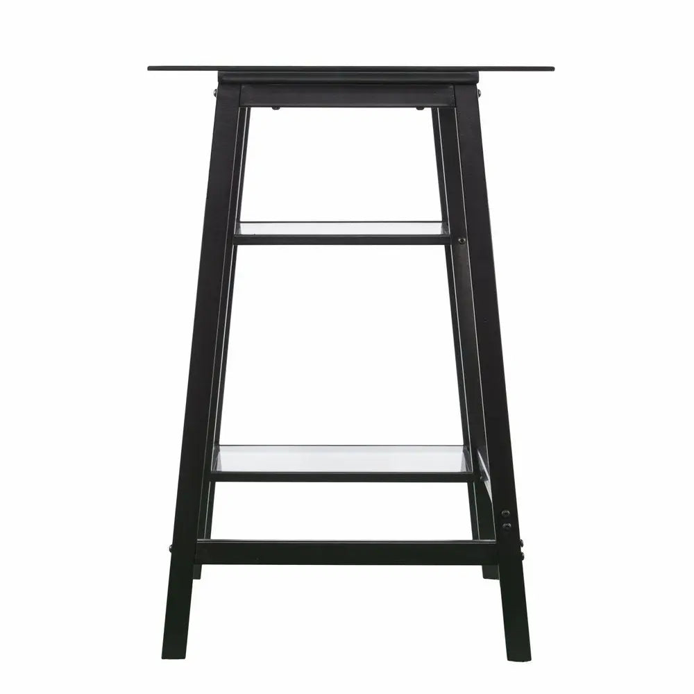 46" Clear and Black Glass Writing Desk - NOBLE HOME INTERIORS