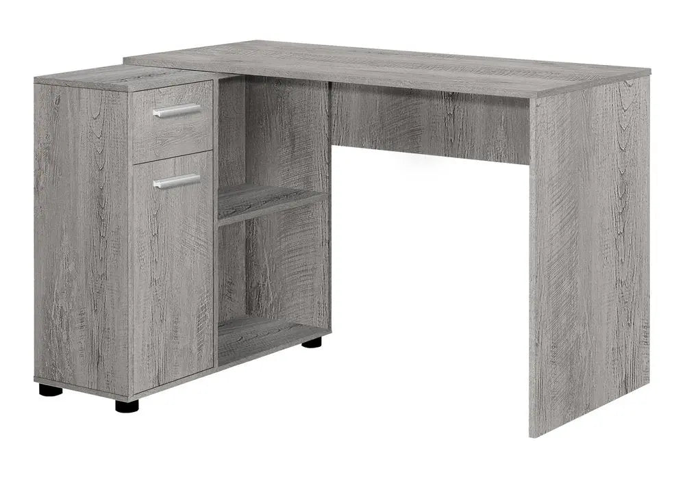 46" Gray Wood L Shape Computer Desk - NOBLE HOME INTERIORS