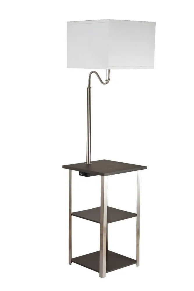 58" Steel Tray Table Floor Lamp With White Square Shade HomeRoots
