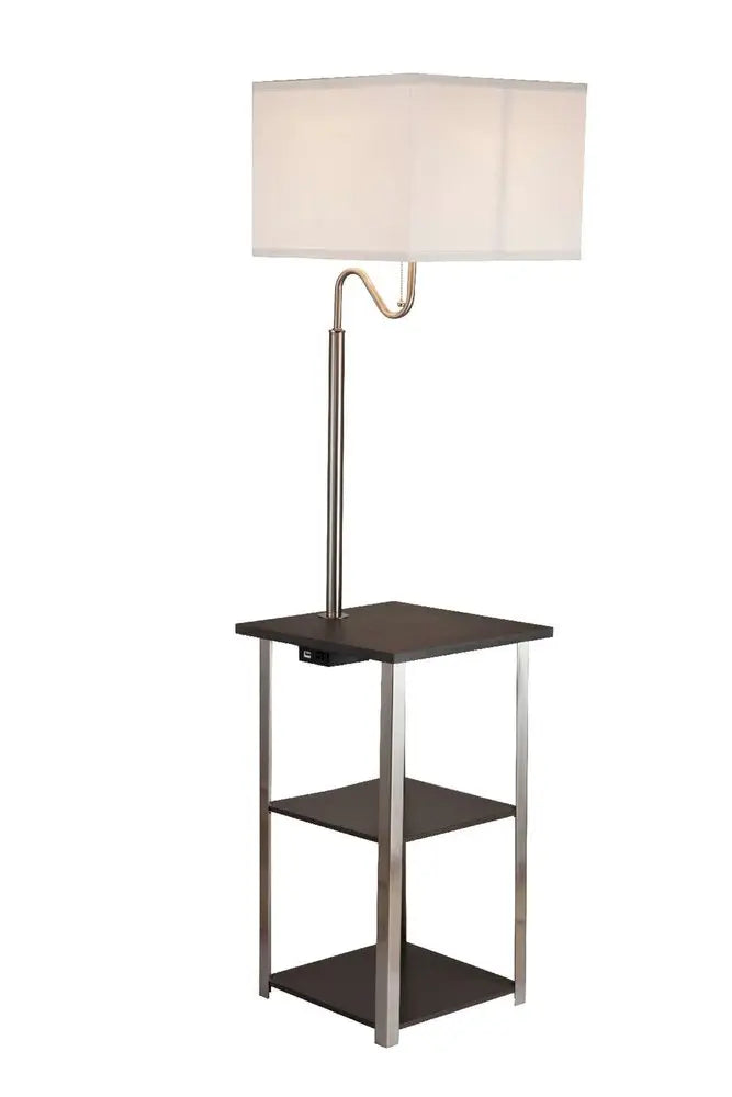 58" Steel Tray Table Floor Lamp With White Square Shade HomeRoots