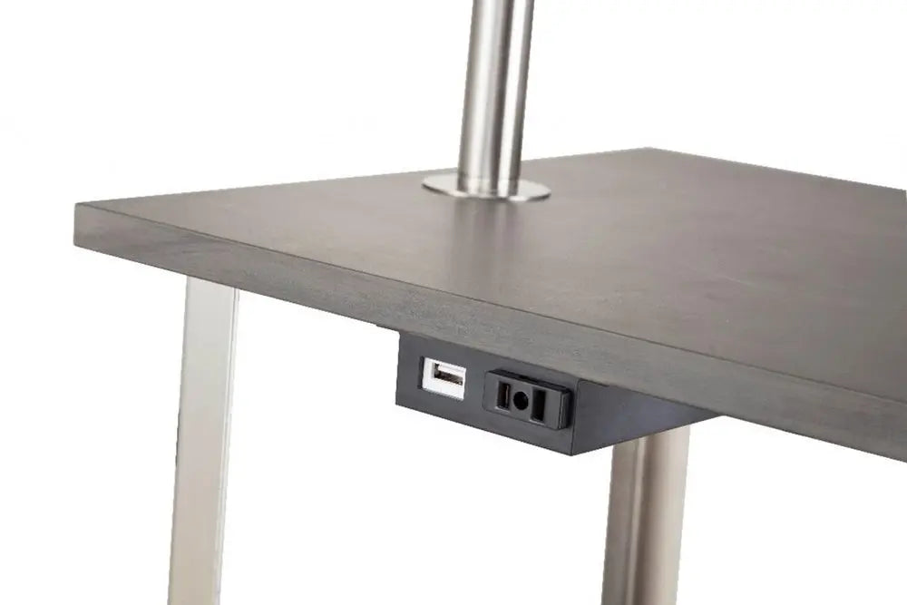 58" Steel Tray Table Floor Lamp With White Square Shade HomeRoots