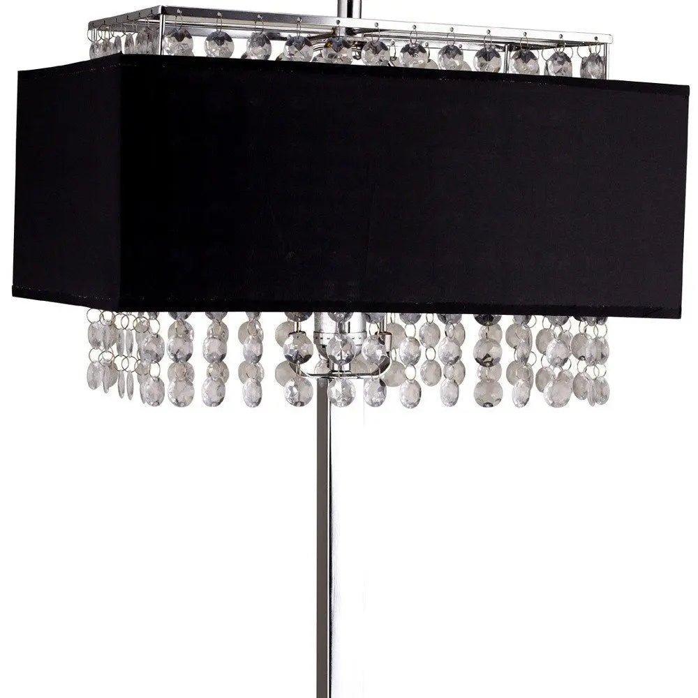 Bling Glam Black and Faux Crystal Rectangular Table Lamp HomeRoots