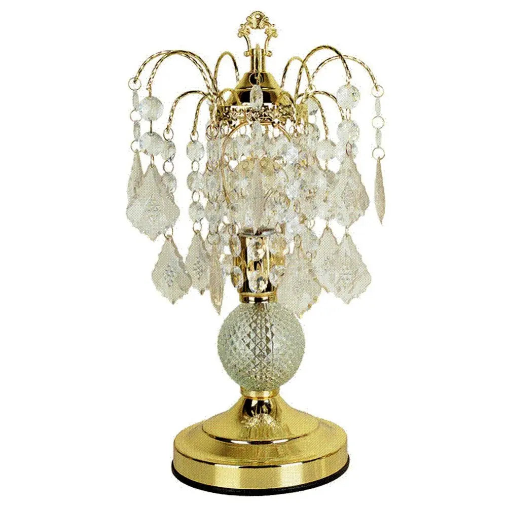 15" Gold And Faux Crystals Chandelier Style Table Lamp HomeRoots