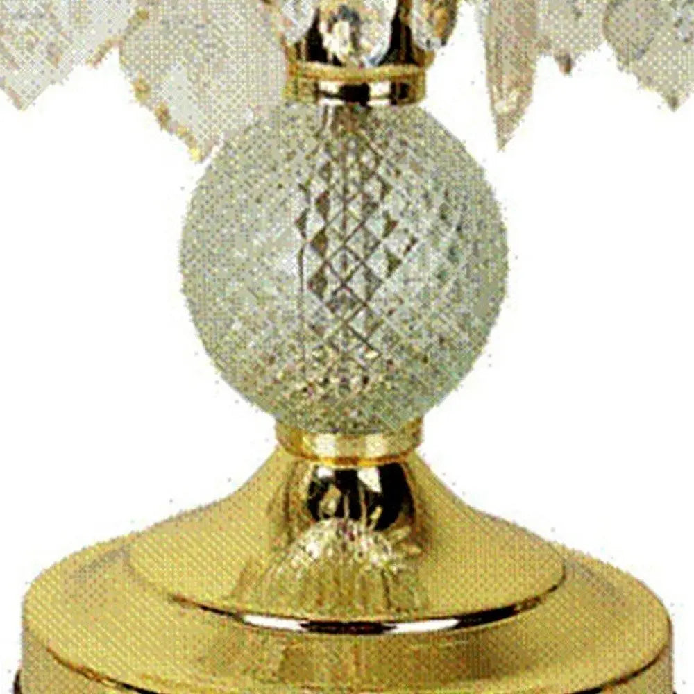 15" Gold And Faux Crystals Chandelier Style Table Lamp HomeRoots