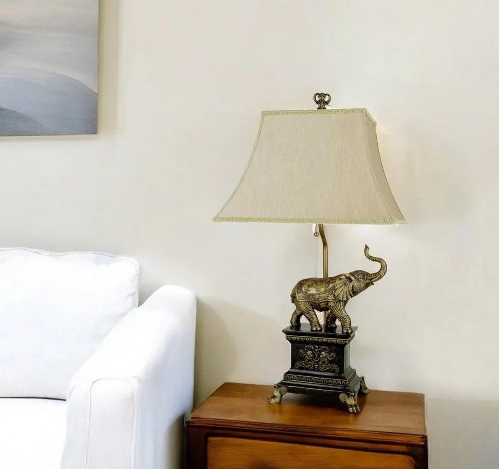 Antique Elephant Table Lamp HomeRoots