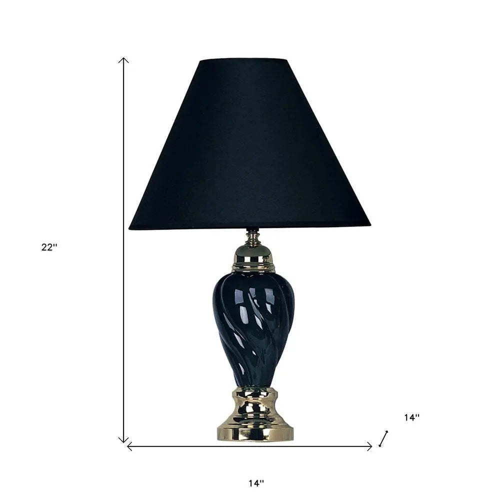 Gold and Navy Blue Table Lamp with Navy Blue Shade HomeRoots