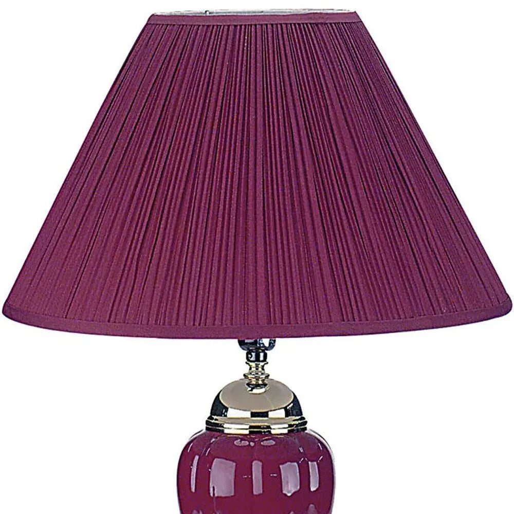27" Silver Ceramic Bedside Table Lamp With Magenta Empire Shade HomeRoots